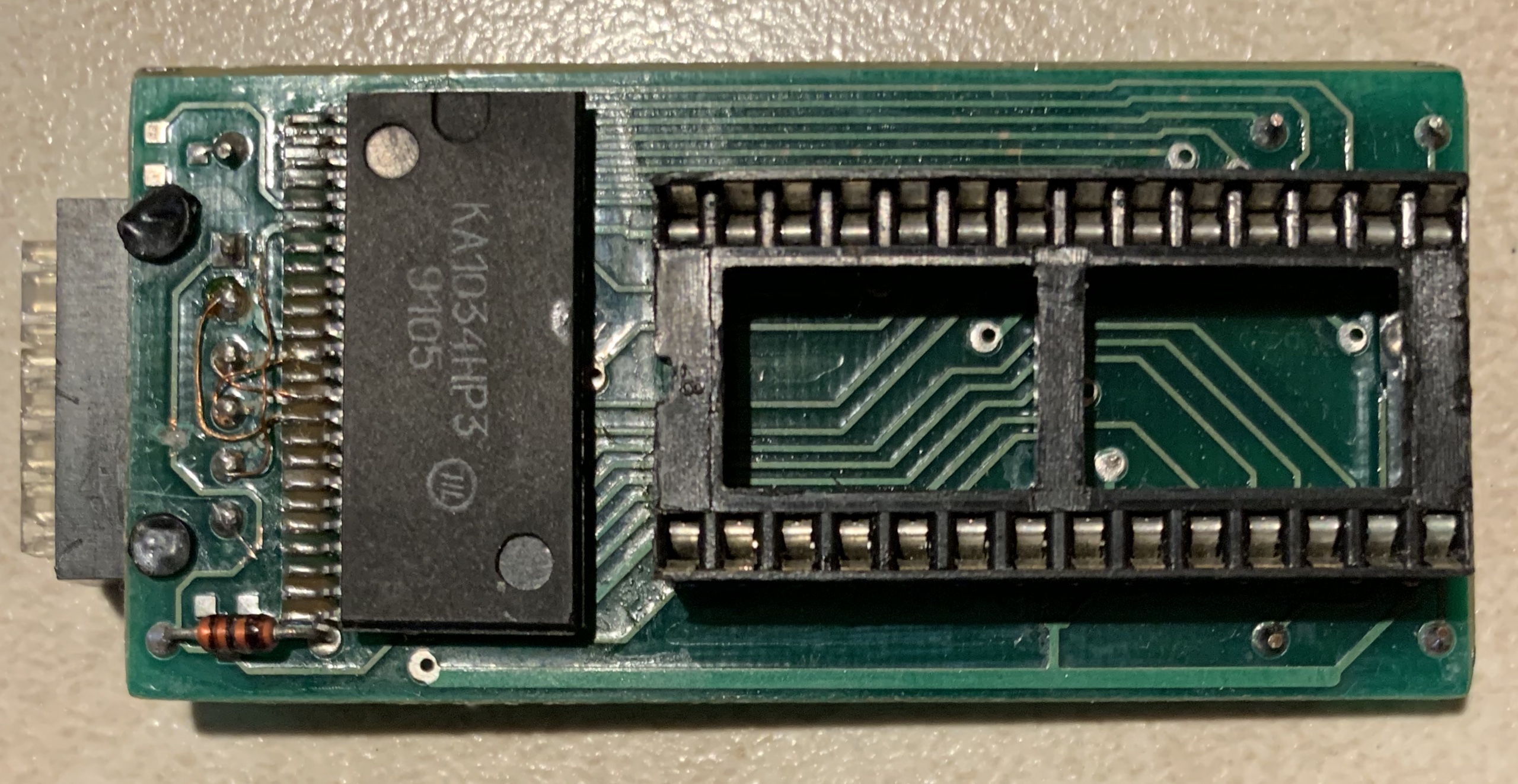 Photograph of the PCB with removed EPROM chip